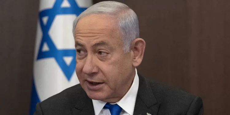 epa10516743 Israel’s Prime Minister Benjamin Netanyahu makes opening remarks at the weekly cabinet meeting in Jerusalem, 12 March 2023.  EPA/MAYA ALLERUZZO / POOL