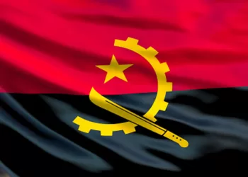Angola flag. Waving flag of Angola 3d illustration. Luanda