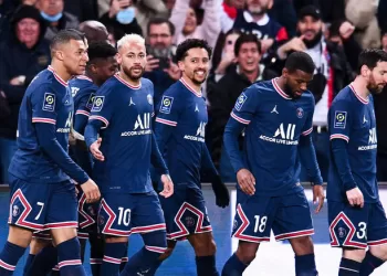 07 Kylian MBAPPE (psg) - 10 NEYMAR JR (psg) - 05 MARQUINHOS (psg) - 18 Georginio WIJNALDUM (psg) during the Ligue 1 Uber Eats match between Paris and Saint-Etienne at Parc des Princes on February 26, 2022 in Paris, France. (Photo by Philippe Lecoeur/FEP/Icon Sport) - Photo by Icon sport