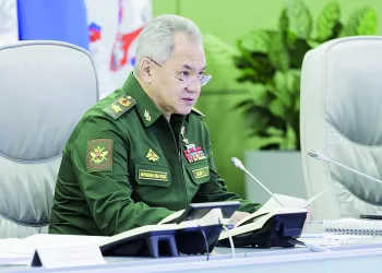 epa10452584 A still image taken from a handout video made available by the Russian Defence Ministry Press-Service shows Russian Defense Minister General of the Army Sergei Shoigu addressing a meeting in the National Defense Control Center of the Russian Federation in Moscow, Russia, 07 February 2023. The Russian Defense Minister accused the US and its allies of prolonging the conflict in Ukraine. Arms support for Ukraine is effectively dragging NATO into the conflict, warning of an 'unpredictable level of escalation', he added.  EPA/RUSSIAN DEFENCE MINISTRY PRESS SERVICE HANDOUT -- BEST QUALITY AVAILABLE -- MANDATORY CREDIT -- HANDOUT EDITORIAL USE ONLY/NO SALES