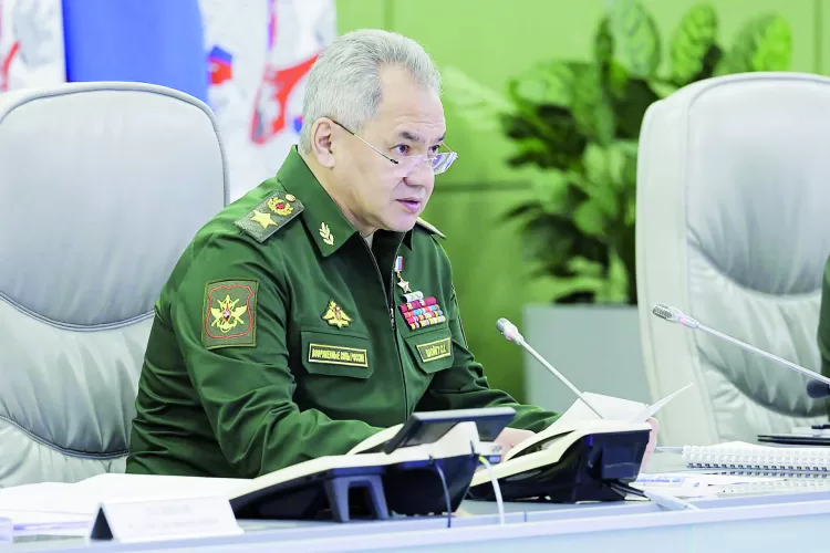 epa10452584 A still image taken from a handout video made available by the Russian Defence Ministry Press-Service shows Russian Defense Minister General of the Army Sergei Shoigu addressing a meeting in the National Defense Control Center of the Russian Federation in Moscow, Russia, 07 February 2023. The Russian Defense Minister accused the US and its allies of prolonging the conflict in Ukraine. Arms support for Ukraine is effectively dragging NATO into the conflict, warning of an 'unpredictable level of escalation', he added. EPA/RUSSIAN DEFENCE MINISTRY PRESS SERVICE HANDOUT -- BEST QUALITY AVAILABLE -- MANDATORY CREDIT -- HANDOUT EDITORIAL USE ONLY/NO SALES