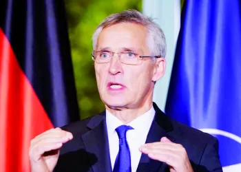 epa10341906 NATO Secretary General Jens Stoltenberg gestures as he speaks during a press conference at the Chancellery in Berlin, Germany, 01 December 2022. German Chancellor Olaf Scholz and NATO Secretary General Jens Stoltenberg met for bilateral talks.  EPA/CLEMENS BILAN