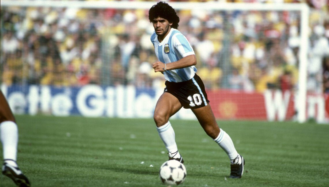 02 July 1982 - FIFA World Cup - Argentina v Brazil - Diego Maradona of Argentina - (photo by Mark Leech/Offside/Getty Images)