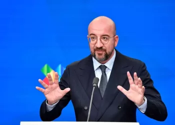 European Council President Charles Michel speaks during a press conference at the end of the EU- CELAC (Community of Latin American and Carribean States (CELAC) Summit in Brussels on July 18, 2023. (Photo by Jean-Christophe VERHAEGEN / AFP)