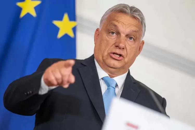 Hungarian Prime Minister Viktor Orban addresses a press conference after the Migration Summit in Vienna on July 7, 2023. (Photo by GEORG HOCHMUTH / APA / AFP) / Austria OUT