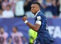 PHILADELPHIA, PENNSYLVANIA - JULY 04: Kylian Mbappe of France celebrates after he scores his team's first goal from the penalty spot during the FIFA World Cup 2026 Round Of 16 match between Paraguay and France at Philadelphia Stadium on July 04, 2026 in Philadelphia, Pennsylvania. (Photo by Ian MacNicol/Getty Images)